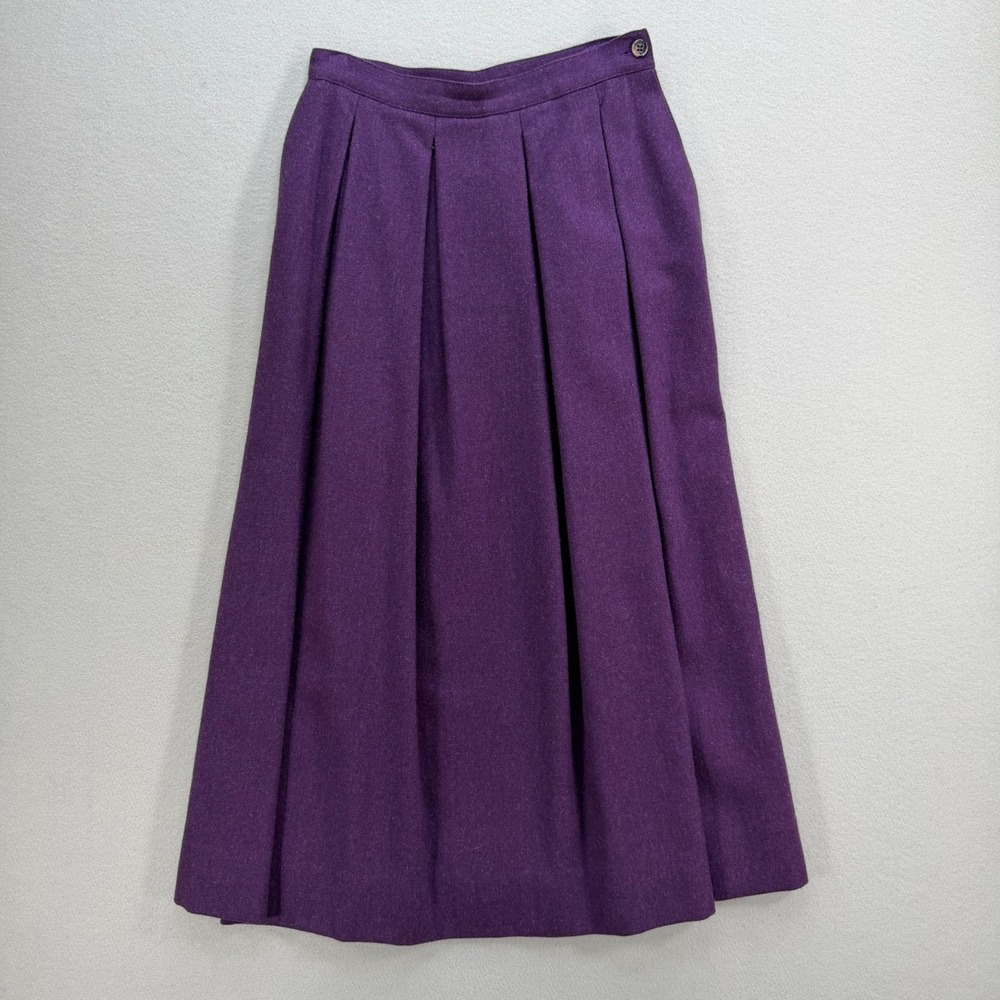 Vintage Heavy Wool Pleated Lined Long Purple J G Hook Skirt Size 6 Pockets
